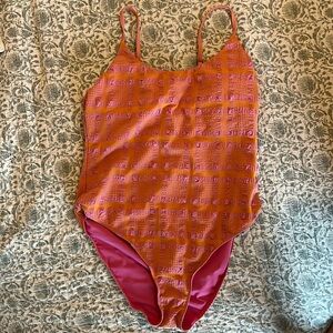 Andie Swim Pink/Orange one piece swimsuit
